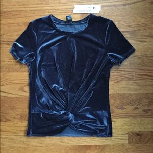 Navy blue velvety top